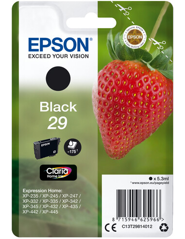 Epson Strawberry Singlepack Black 29 Claria Home Ink