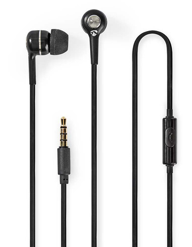 Nedis HPWD2020BK hoofdtelefoon/headset Zwart, Zilver