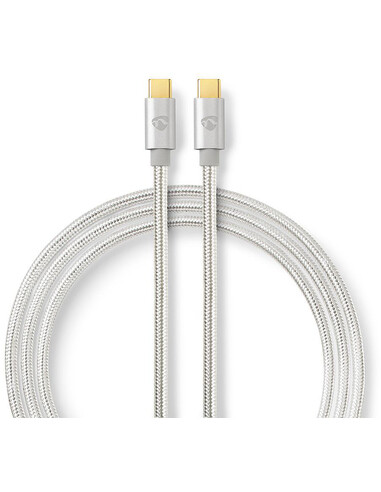 Nedis CCTB64700AL20 USB-kabel 2 m USB 3.2 Gen 1 (3.1 Gen 1) USB C Aluminium