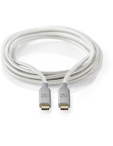 Nedis CCTB64020AL20 USB-kabel 2 m USB4 Gen 2x2 USB C Zilver