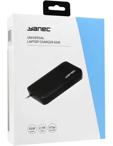 Yanec Universele Laptop AC Adapter 65W met 8 tips - Zwart