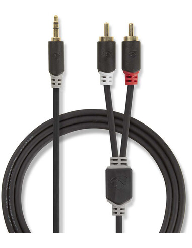 Nedis CABW22200AT05 audio kabel 0,5 m 3.5mm 2 x RCA Antraciet