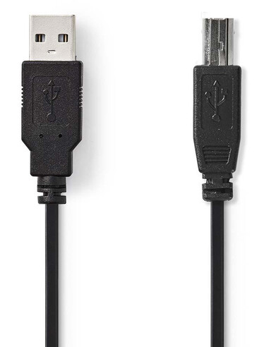 Nedis CCGP60100BK20 USB-kabel 2 m USB 2.0 USB A USB B Zwart