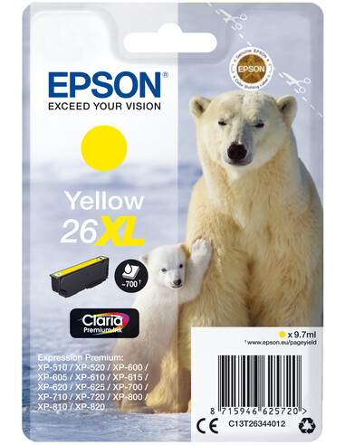 Epson Polar bear Singlepack Yellow 26XL Claria Premium Ink