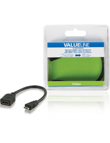 Valueline VLVB34590B02 HDMI kabel 0,2 m HDMI Type C (Mini) HDMI Type A (Standaard) Zwart