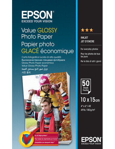 Epson Value Glossy Photo Paper - 10x15cm - 50 Vellen